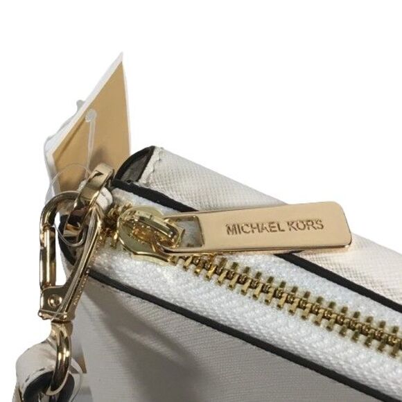 Michael Kors Phone Case Wristlet Wallet Jet Set Travel Leather Zip Optic White - Picture 14 of 16